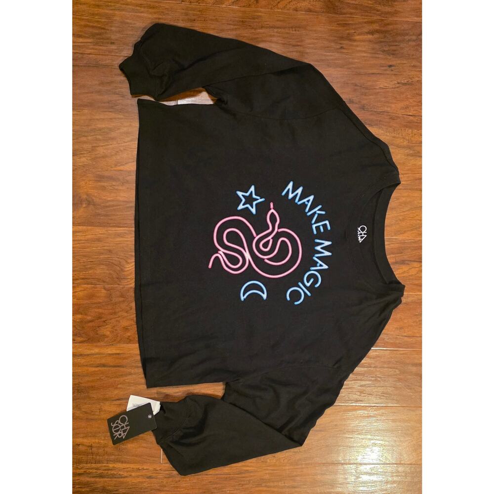 NWT Chaser Make Magic snake moon long sleeve crop top - Picture 2 of 7